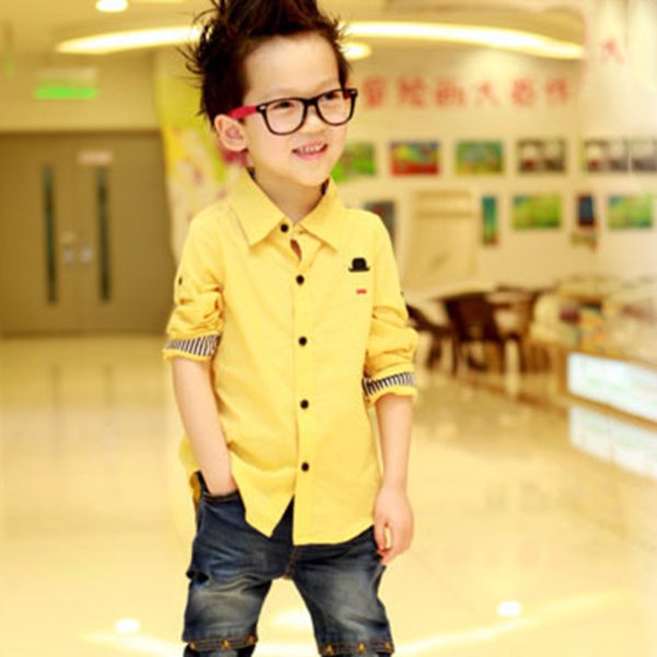 Kid Boy Clothes Long Sleeve Casual Shirt Toddler Button Down Cotton